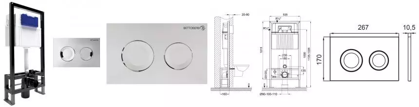 Инсталляция для унитаза с кнопкой «Bettoserb» Sava Free Standing SFS40006469 клавиша смыва Cool хром глянец Инсталляция для унитаза с кнопкой «Bettoserb» Sava Free Standing SFS40006469 клавиша смыва Cool хром глянец