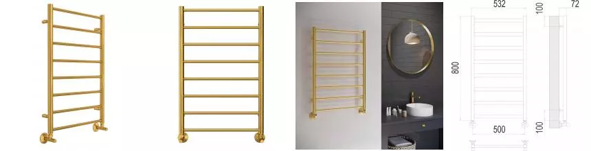 Водяной полотенцесушитель «Terminus» Аврора П8 50/80 брашированное золото