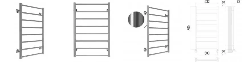 Водяной полотенцесушитель «Terminus» Аврора П8 50/80 сатин