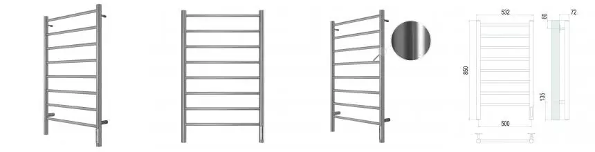 Электрический полотенцесушитель «Terminus» Аврора П8 50/85 сатин правый