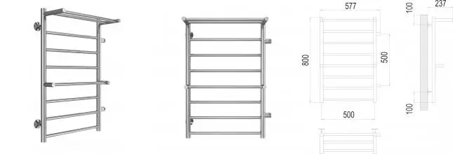 Водяной полотенцесушитель «Terminus» Аврора П8 50/80 хром с двумя полками правый