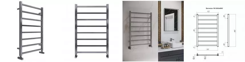 Водяной полотенцесушитель «Terminus» Ватикан П8 50/80 оружейная сталь Водяной полотенцесушитель «Terminus» Ватикан П8 50/80 оружейная сталь