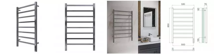 Электрический полотенцесушитель «Terminus» Ватикан П8 50/85 оружейная сталь правый