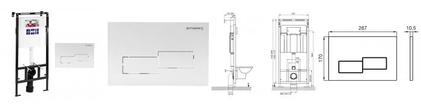 Инсталляция для унитаза с кнопкой «Bettoserb» Sava Slim Superior SES40006486G клавиша смыва Bricks белая глянцевая Инсталляция для унитаза с кнопкой «Bettoserb» Sava Slim Superior SES40006486G клавиша смыва Bricks белая глянцевая