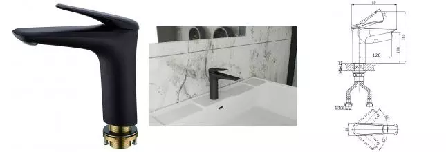 Смеситель для раковины «Rush» Nevis NE1735-12black чёрный матовый