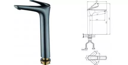 Смеситель для раковины «Rush» Nevis NE1735-11ant антрацит