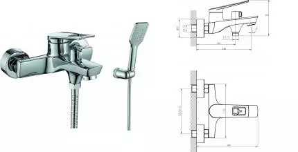 Смеситель для ванны с душем «Rush» Socotra ST1235-44 хром