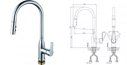 Смеситель для кухонной мойки «Rush» Tenerife TE2835-24 с выдвижным изливом хром