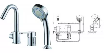 Смеситель на борт ванны «Rush» Tenerife TE2835-333 хром