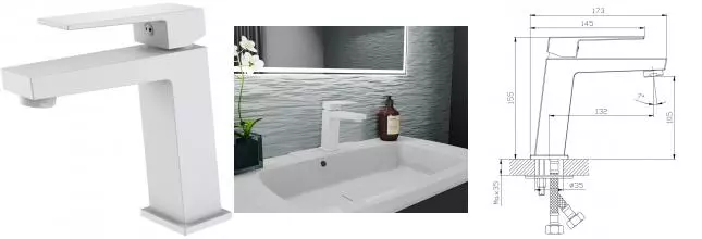 Смеситель для раковины «Rush» Thira TR3635-12White белый матовый