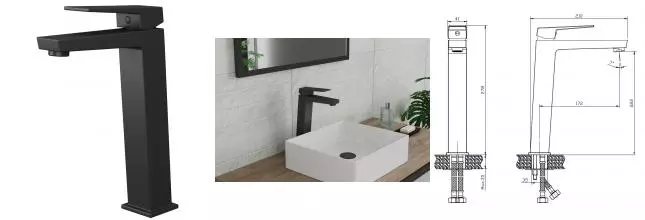 Смеситель для раковины «Rush» Thira TR3635-13Black чёрный матовый