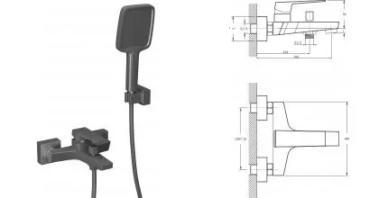 Смеситель для ванны с душем «Rush» Thira TR3635-44Grey серый Смеситель для ванны с душем «Rush» Thira TR3635-44Grey серый