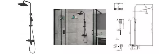 Душевая система «Rush» Thira TR3635-40Black чёрная матовая Душевая система «Rush» Thira TR3635-40Black чёрная матовая