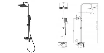 Душевая система «Rush» Thira TR3635-50Black чёрная матовая
