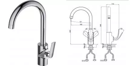 Смеситель для кухонной мойки «D&K» Venice.Gondola DA1022441 хром
