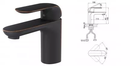Смеситель для раковины «D&K» Venice.Gondola DA1022118 чёрный Смеситель для раковины «D&K» Venice.Gondola DA1022118 чёрный