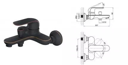 Смеситель для ванны с душем «D&K» Venice.Gondola DA1023218 чёрный Смеситель для ванны с душем «D&K» Venice.Gondola DA1023218 чёрный