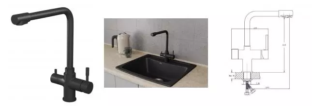 Смеситель для кухни с подключением к фильтру «Rush» MS9035-33Black чёрный матовый Смеситель для кухни с подключением к фильтру «Rush» MS9035-33Black чёрный матовый