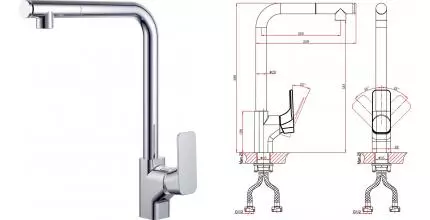 Смеситель для кухонной мойки «D&K» Berlin.Freie DA1432501 с выдвижным изливом хром