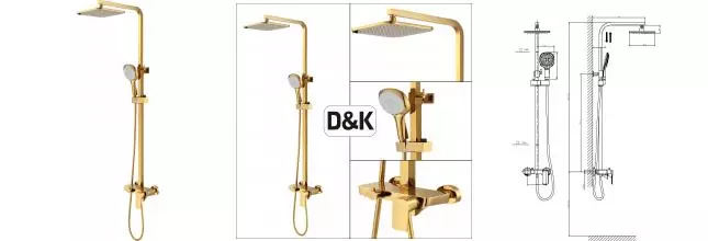 Душевая система «D&K» Berlin.Tourto DA1433703A01 золото