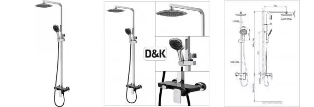 Душевая система «D&K» Berlin.Technische DA1433715A02 чёрная/хром Душевая система «D&K» Berlin.Technische DA1433715A02 чёрная/хром