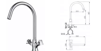Смеситель для кухонной мойки «D&K» Hessen.Grimm DA1382401 хром