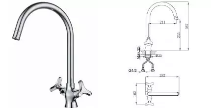 Смеситель для кухонной мойки «D&K» Hessen.Goethe DA1382441 хром