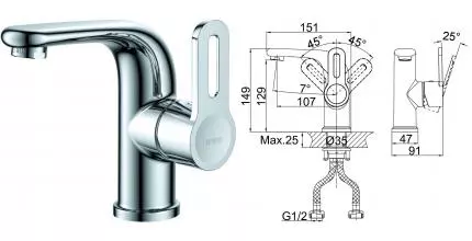Смеситель для раковины «D&K» Rhein.Paulinus DA1352101 хром Смеситель для раковины «D&K» Rhein.Paulinus DA1352101 хром
