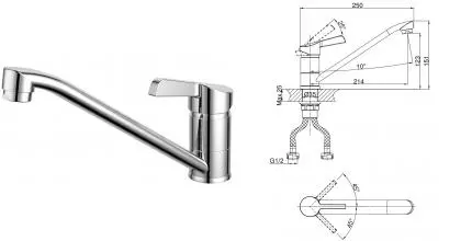 Смеситель для кухонной мойки «D&K» Rhein.Schiller DA1462301 хром Смеситель для кухонной мойки «D&K» Rhein.Schiller DA1462301 хром