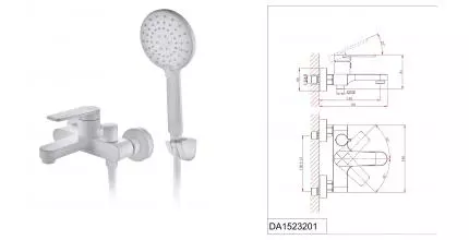 Смеситель для ванны с душем «D&K» Bayern.Furth DA1523208 белый Смеситель для ванны с душем «D&K» Bayern.Furth DA1523208 белый