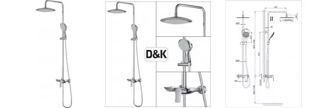 Душевая система «D&K» Rhein.Lessing DA1273701B03 хром Душевая система «D&K» Rhein.Lessing DA1273701B03 хром