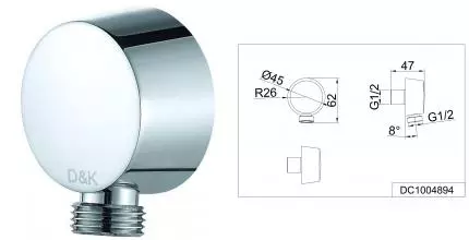 Подключение для душевого шланга «D&K» DC1004894 хром