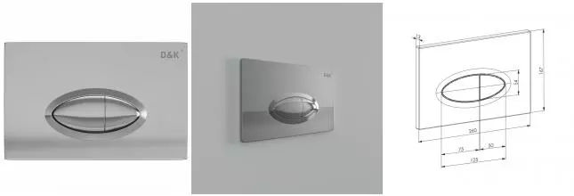 Кнопка смыва «D&K» Rhein.Marx DB1399001 пластик, металл хром