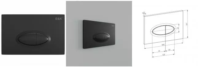 Кнопка смыва «D&K» Rhein.Marx DB1399025 пластик, металл чёрная Кнопка смыва «D&K» Rhein.Marx DB1399025 пластик, металл чёрная