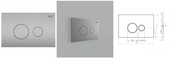 Кнопка смыва «D&K» Venice DB1029002 пластик, металл матовый хром Кнопка смыва «D&K» Venice DB1029002 пластик, металл матовый хром