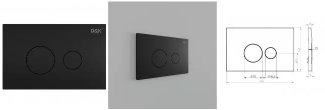 Кнопка смыва «D&K» Venice DB1029025 пластик, металл чёрная Кнопка смыва «D&K» Venice DB1029025 пластик, металл чёрная