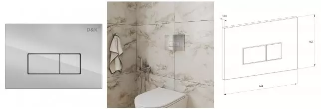 Кнопка смыва «D&K» Rhein DB1499001 пластик, металл хром