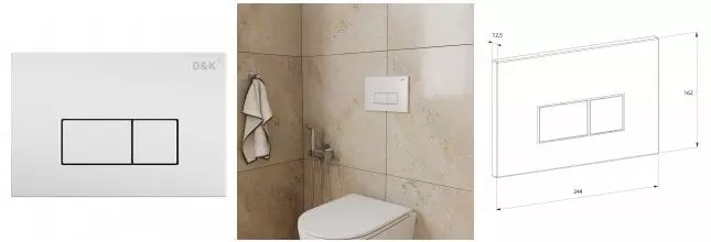 Кнопка смыва «D&K» Rhein DB1499016 пластик, металл белая Кнопка смыва «D&K» Rhein DB1499016 пластик, металл белая