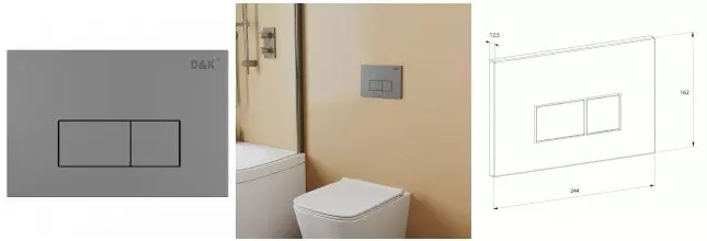 Кнопка смыва «D&K» Rhein DB1499006 пластик, металл графит Кнопка смыва «D&K» Rhein DB1499006 пластик, металл графит