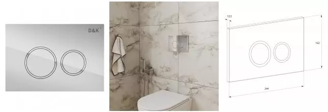 Кнопка смыва «D&K» Bayern DB1529001 пластик, металл хром