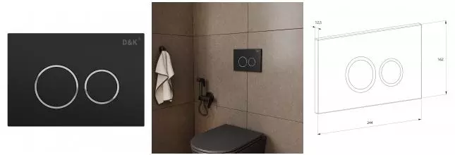 Кнопка смыва «D&K» Bayern DB1529025 пластик, металл чёрная Кнопка смыва «D&K» Bayern DB1529025 пластик, металл чёрная