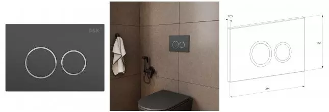 Кнопка смыва «D&K» Bayern DB1529006 пластик, металл графит Кнопка смыва «D&K» Bayern DB1529006 пластик, металл графит