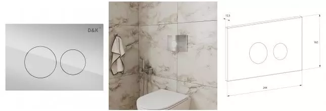 Кнопка смыва «D&K» Bayern DB1529001.2 пластик, металл хром