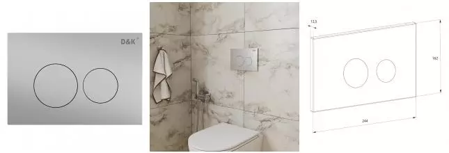 Кнопка смыва «D&K» Bayern DB1529002.2 пластик, металл матовый хром