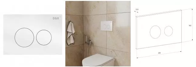 Кнопка смыва «D&K» Bayern DB1529016.2 пластик, металл белая Кнопка смыва «D&K» Bayern DB1529016.2 пластик, металл белая