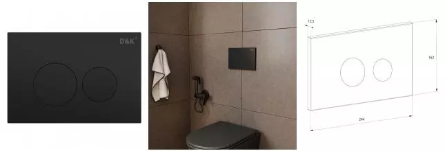 Кнопка смыва «D&K» Bayern DB1529025.2 пластик, металл чёрная Кнопка смыва «D&K» Bayern DB1529025.2 пластик, металл чёрная