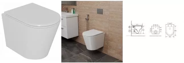 Подвесной унитаз безободковый «D&K» Venice DT1026516 белый с сиденьем дюропласт с микролифтом белое Подвесной унитаз безободковый «D&K» Venice DT1026516 белый с сиденьем дюропласт с микролифтом белое