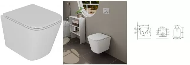 Подвесной унитаз безободковый «D&K» Berlin DT1436016 белый с сиденьем дюропласт с микролифтом белое Подвесной унитаз безободковый «D&K» Berlin DT1436016 белый с сиденьем дюропласт с микролифтом белое