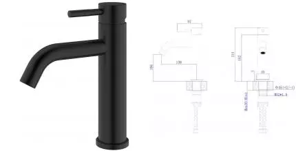 Смеситель для раковины «Rush» Melos SUS1101-11Black чёрный матовый