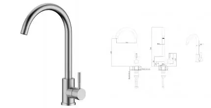 Смеситель для кухонной мойки «Rush» Melos SUS1101-22 сатин